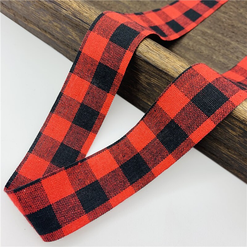 5Yards/Lot 25Mm Katoen Plaid Lint Handgemaakte Lint Voor Bow Party Bruiloft Kerst Decoratie Diy Cadeaupapier