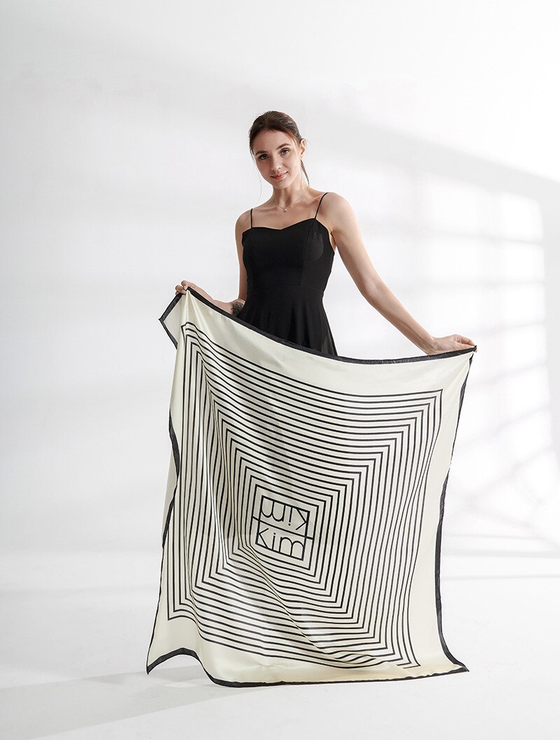 Nowe szale jedwabne/szale "geometryczne linie" waga ciężka satyna jedwabna jedwab szalik/duży szal