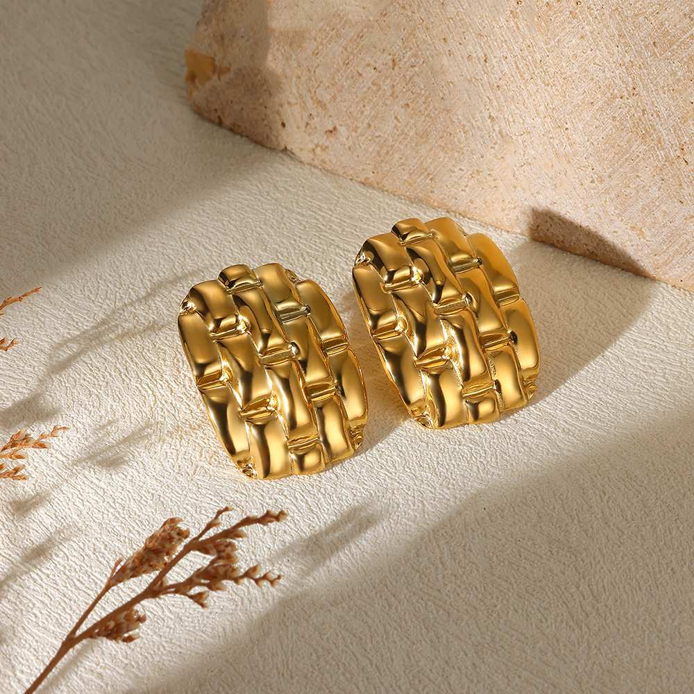 Geometric Flower Stainless Steel Earrings Women Sweet Sunflower Star Gold Color Ear Piercing Jewelry Wedding Accessories: ROSE GOLD COLOR
