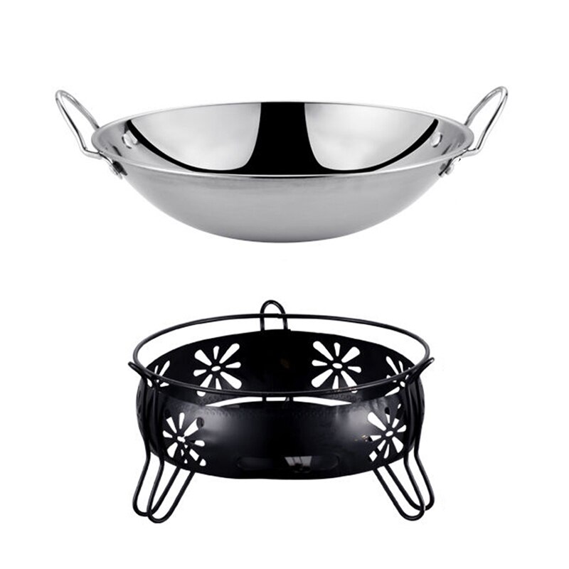 Stainless Steel Alcohol Heater With Pot Household Pot Outdoor Portable Spirit Cooker Camping Cooking Stove Tourist Burner