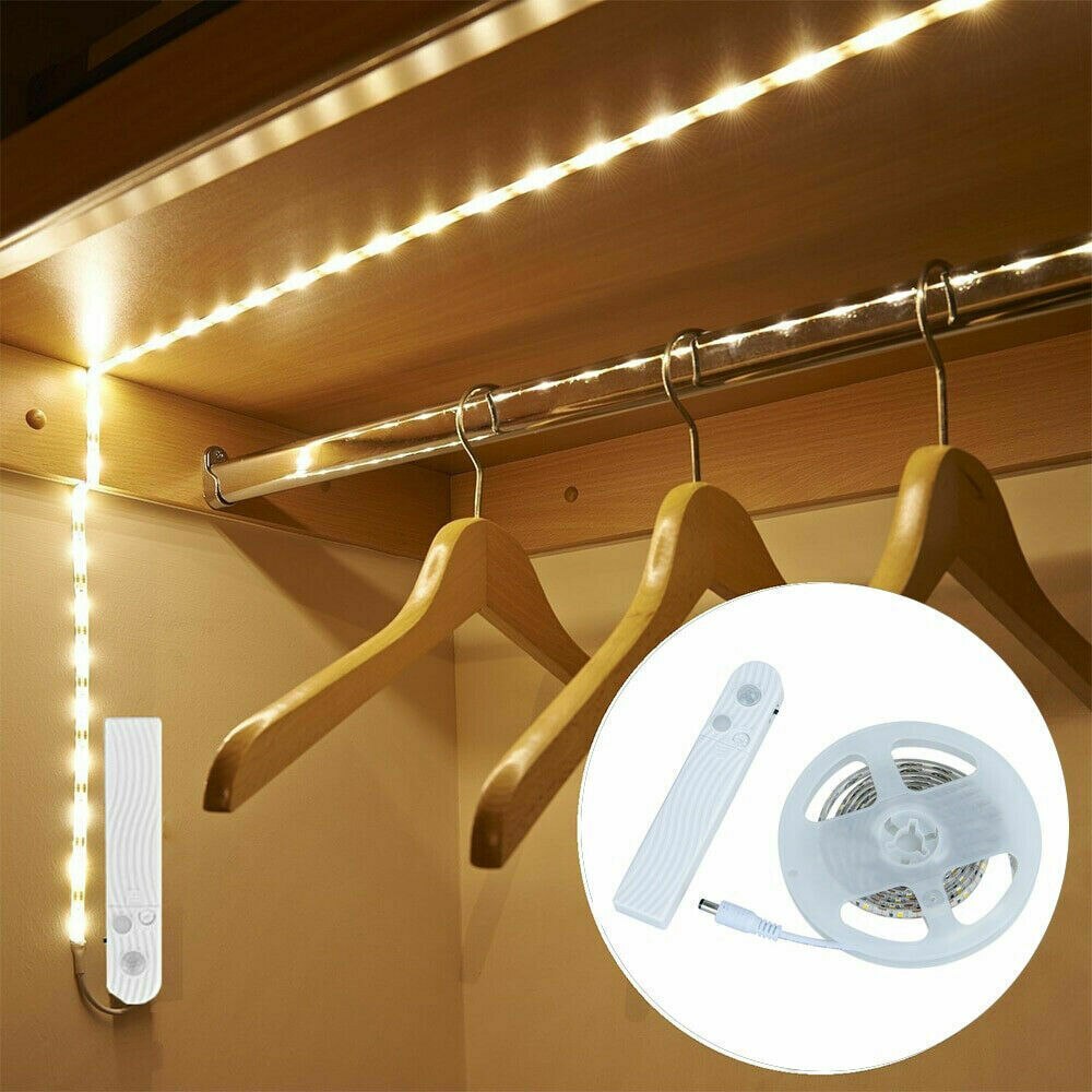 PIR ruch czujnik doprowadziło łóżko oświetlenie nocne robić szafy 1M 2M 3M możliwość przyciemniania elastyczna taśma doprowadziło lampa zasilanie bateriami AAA robić szafy schodowej