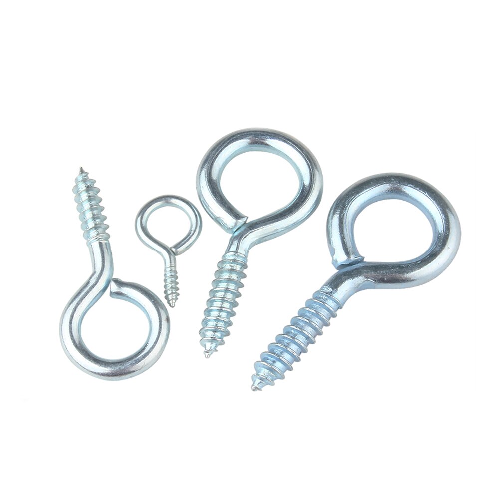 100 Pcs Galvanized Eye Screw Circle Self-Tapping Screw Hook Ring Lamp Hook With Ring Screw With Ring DIY Rope Accessories