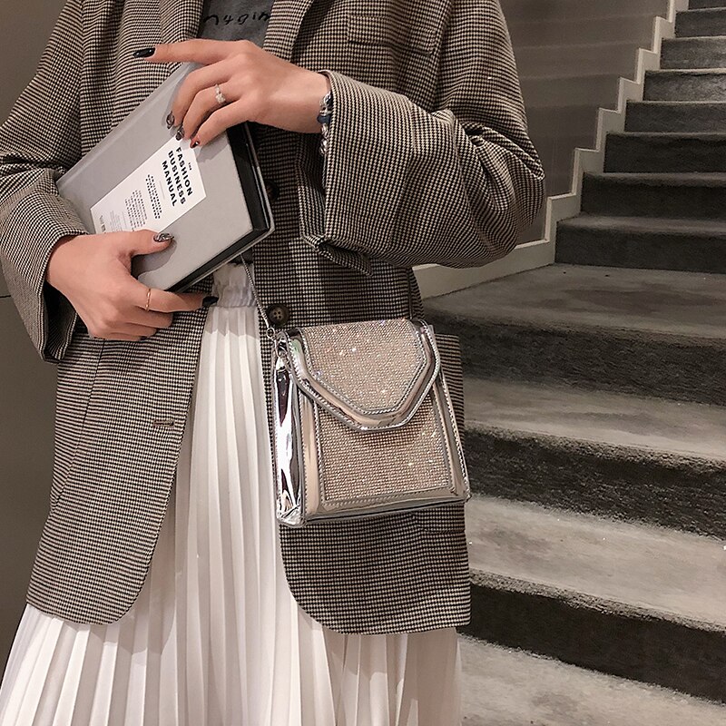Sac à main carré diamant en cuir PU, sac pour téléphone nouvelle été , sac à main de styliste, sacs à bandoulière avec chaîne