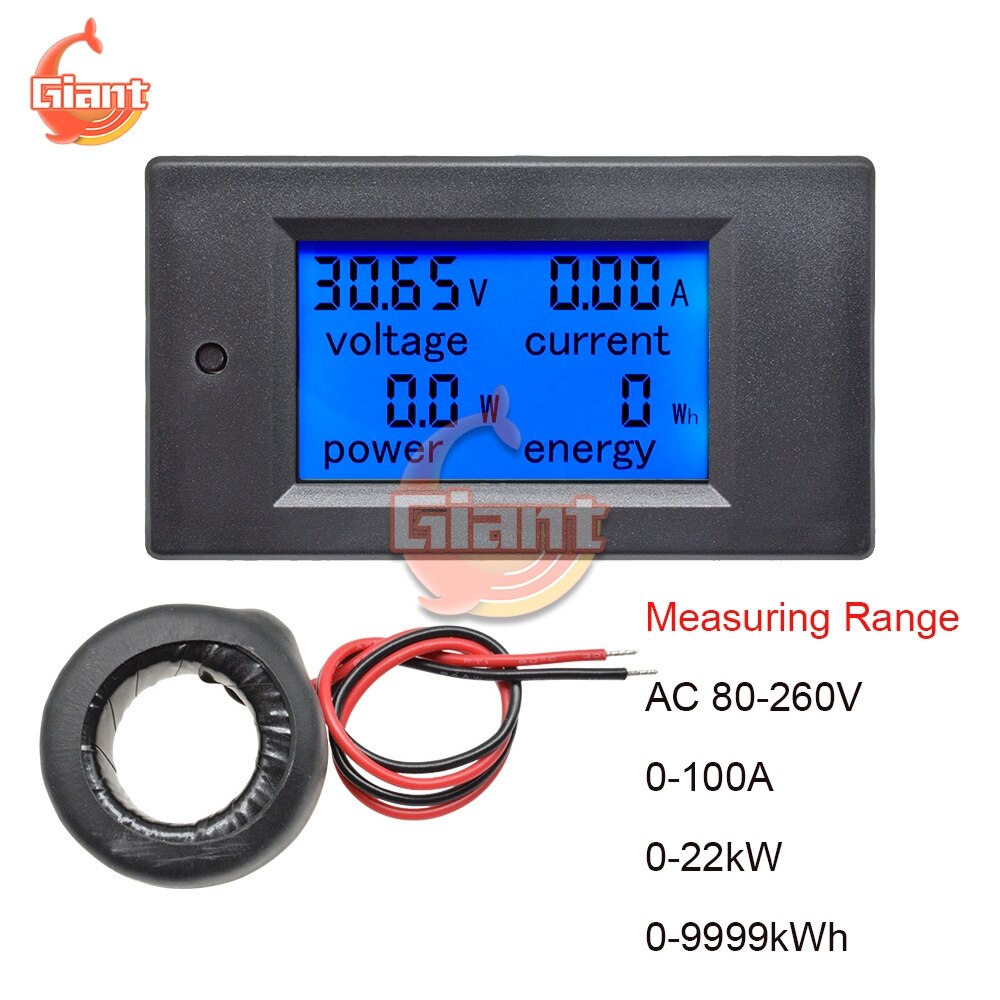 20A 50A 100A 80-260V 6.5-100V LCD Power Supply Panel Digital Voltmeter Ammeter Power Meter kWh Watt Energy Multimeter 50A Shunt: Type 1