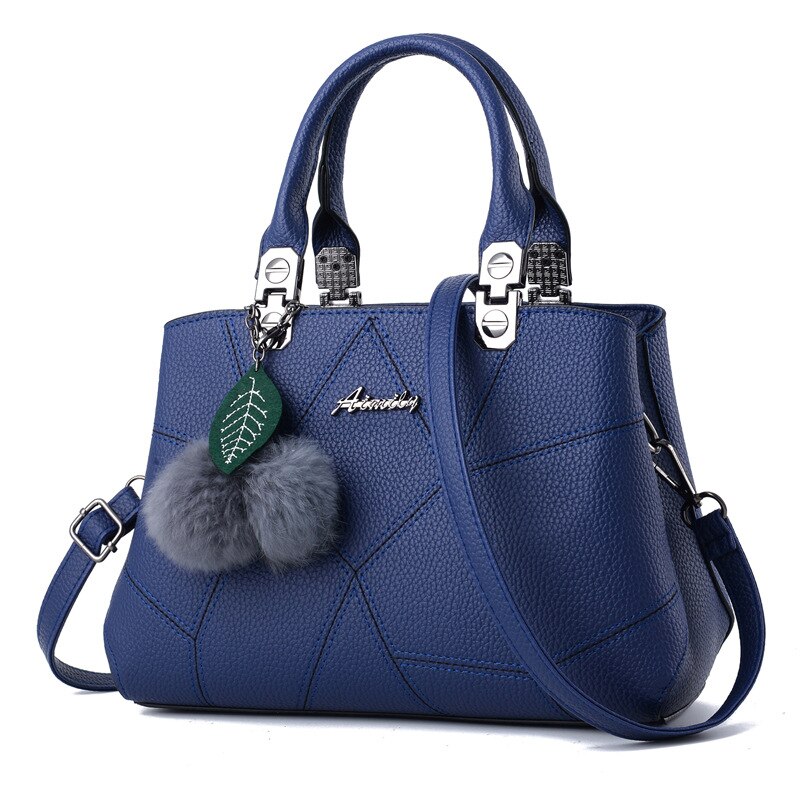 Mode Vrouwen Schoudertassen Pu Lederen Lock Flap Handtas Riem Wilde Crack Afdrukken Plaid Lady Mini Messenger Bag: Blue