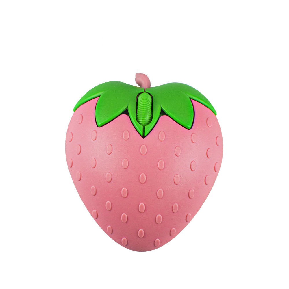 Wireless Cute Mouse 2.4G Bluetooth Dual-mode Strawberry Appearance Mute Button Light Weight Portable Office Use For Girl: Pink