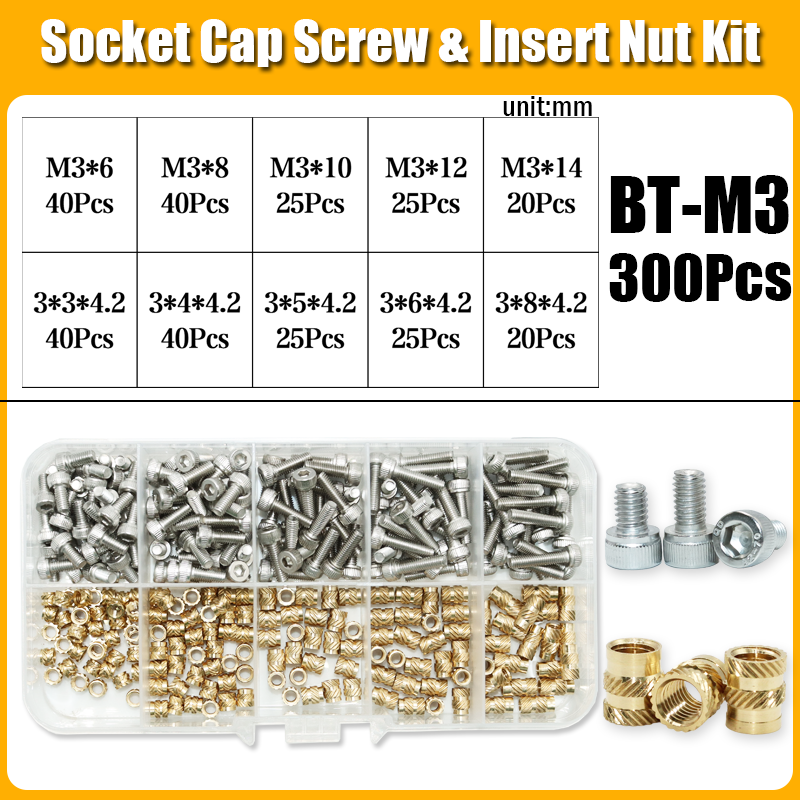 Messing Inzetmoer Met Soldeerbout Tip Set 3d Printer Melt Gekartelde Warmtedraad Insluiting Koperen Moeren 304 Roestvrijstalen Schroef: Roze