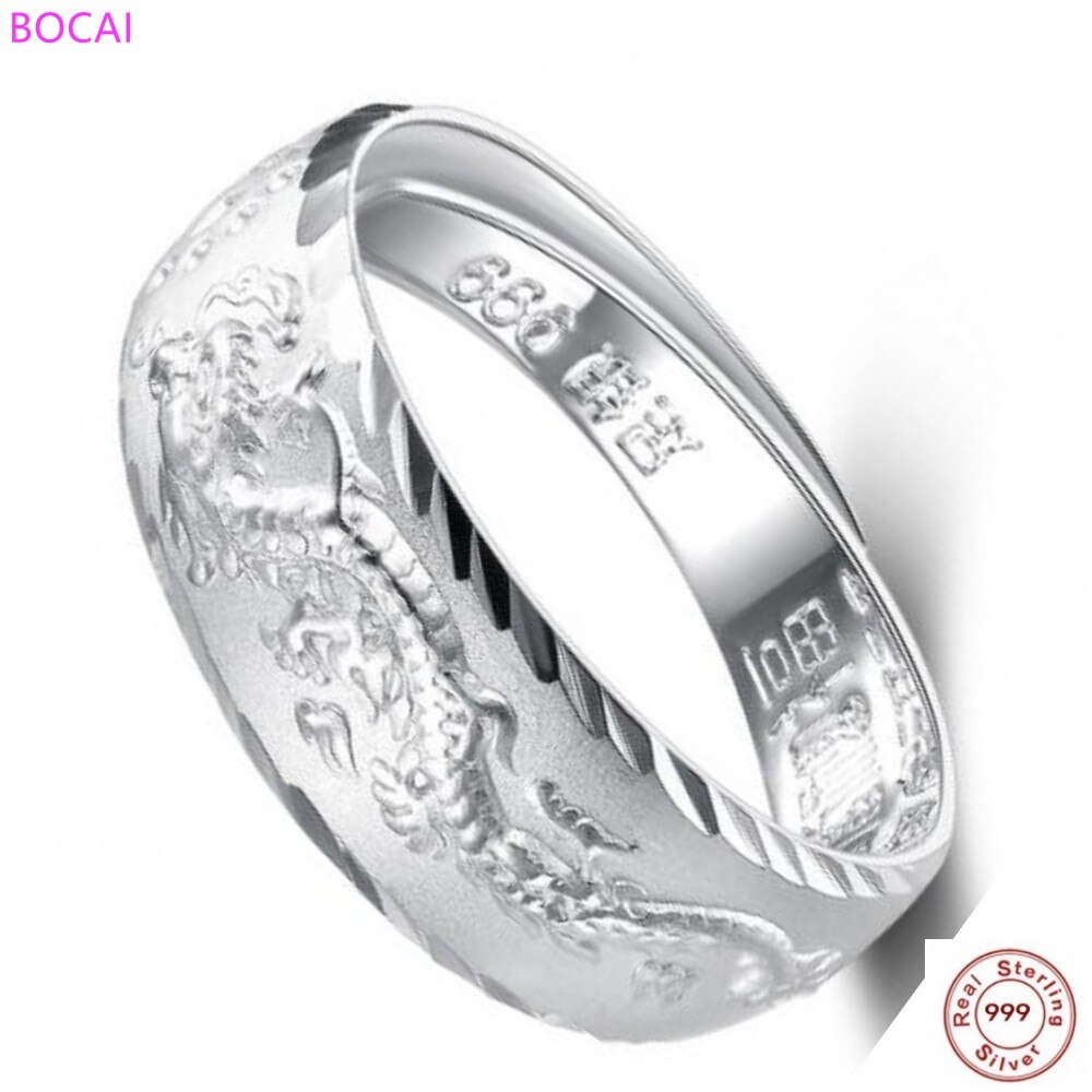 S999 bague en argent sterling pour hommes et femmes artisanat en argent thaïlandais simple dragon anneau d'ouverture personnalité bague Phoenix pour les femmes
