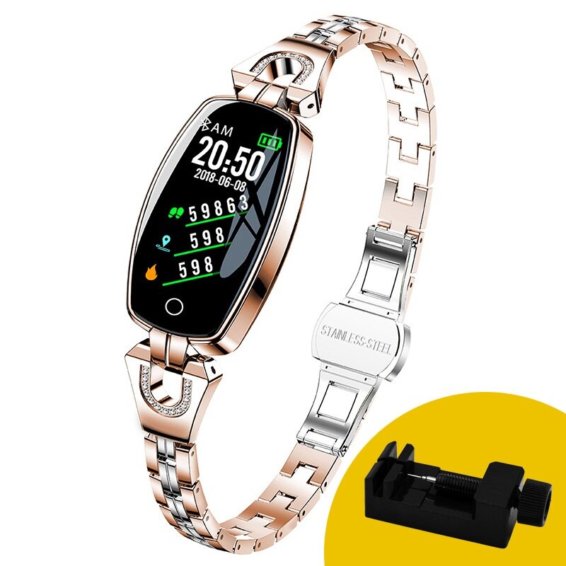 H8 Slimme Band voor Vrouwen Beroemde Smart Armband Hartslag Bloeddruk Meting Fitness Tracker Gezondheid Smart Polsband: Golden