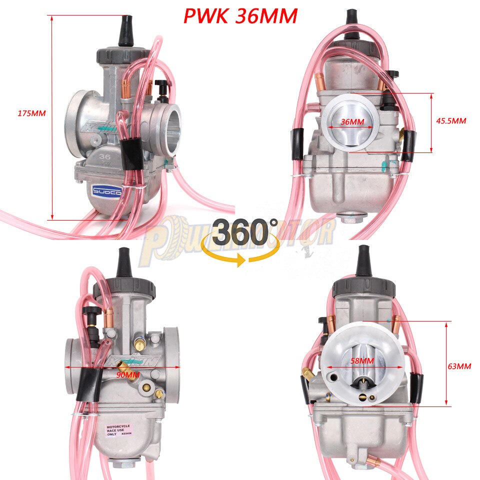 Carburador de cortina plana para motocicleta, motocicletas para Keihin PWK 36 38 33 34 35 40 42mm Dirt Pit Bike Enduro, accesorios para Motocross: Multicolor