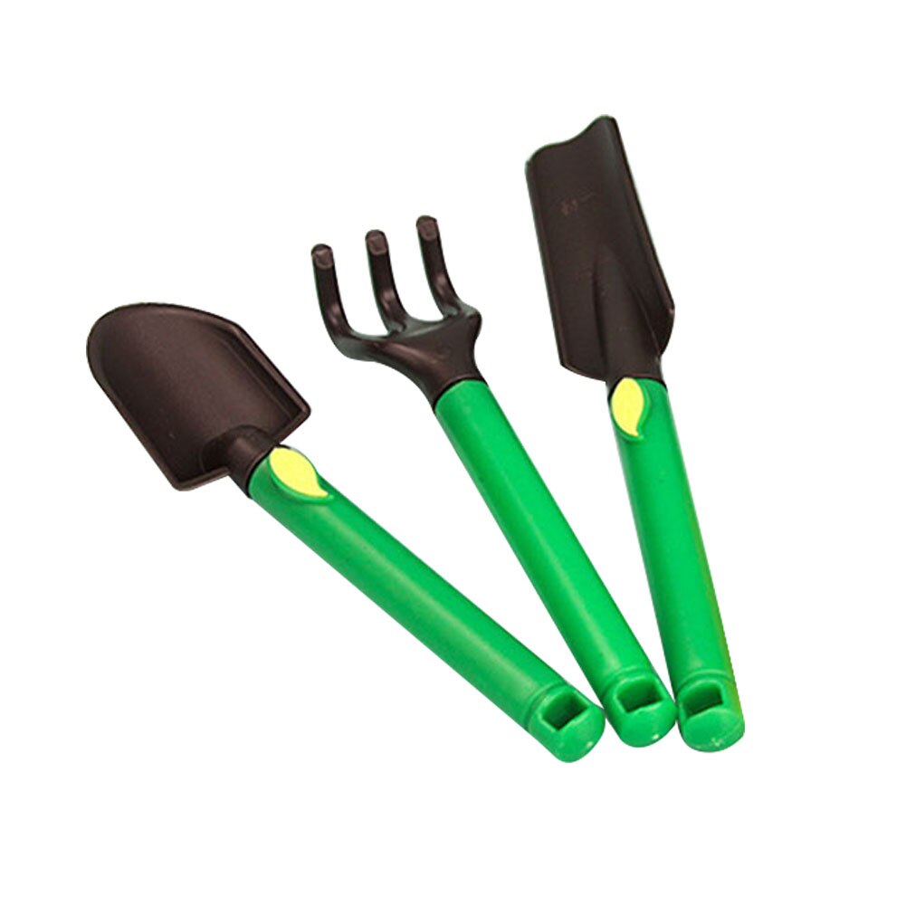 3pcs Kids Gardening Tools Kit Plastic Safe Gardening Tools Trowel Rake Shovel SMD66: green