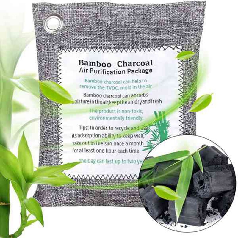 Bolsas de carbón de bambú activado, paquete de 8 bolsas (4x200g + 2x100g + 2x75g) Para el hogar naturales y ecológicas, coche, armario, zapatos.