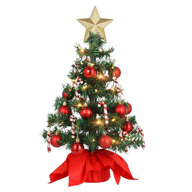 Kunstmatige Desktop Kerstbomen Met Led String Licht Opknoping Bal Ornament Xmas Feestartikelen Bal Cane Gouden Treetop Star