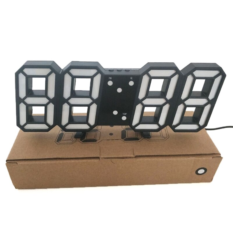 M6CF Digital Alarm Clocks 3D LED Display Time/Date/Temperature Snooze Wall Lamp Clock