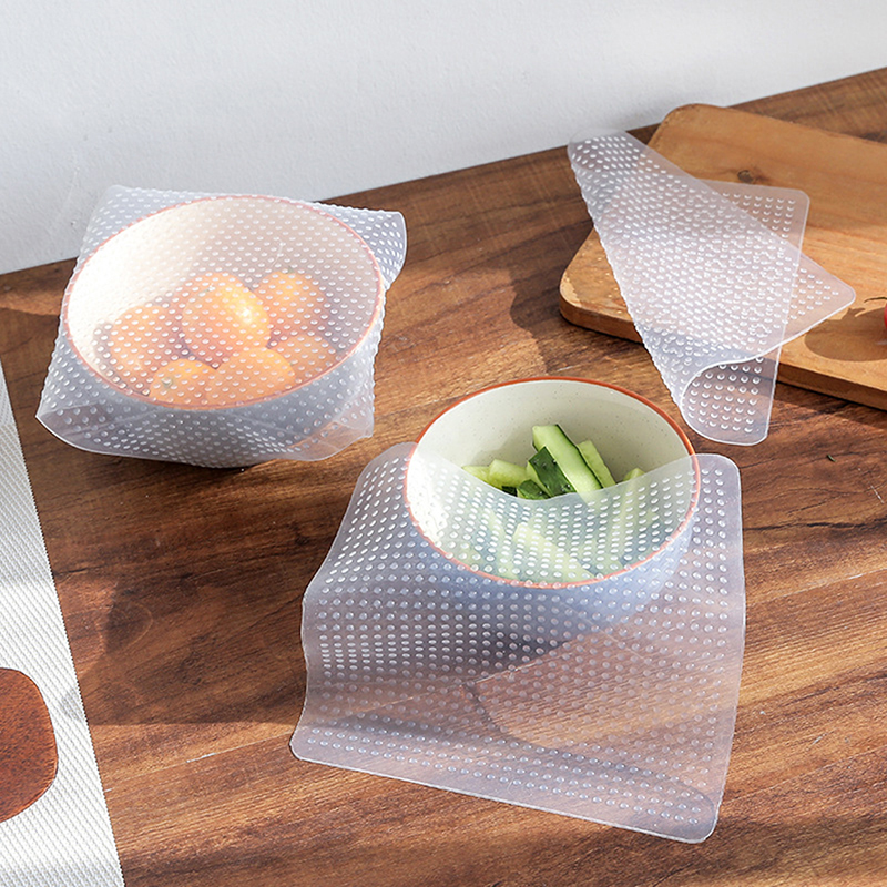 De silicona tazón cubre reutilizable papel para guardar alimentos frescos tapa sellada Stretch Film transparente bol de vacío de plástico accesorios de cocina