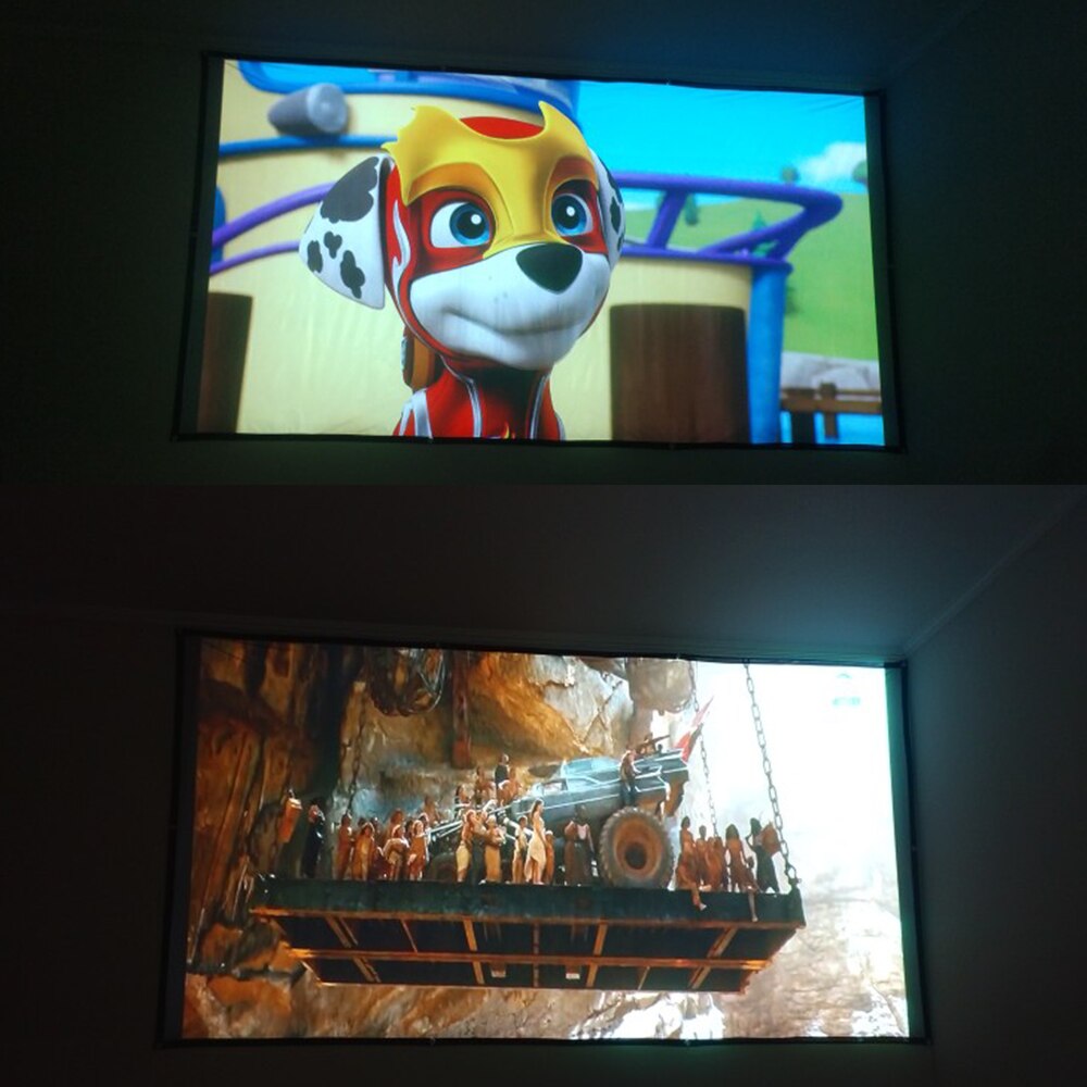 SVANUR Projector Screen 16:9 Foldable Fabric Cloth Projector Curtain 100 120 150 Inches for Home Office Theater Projector