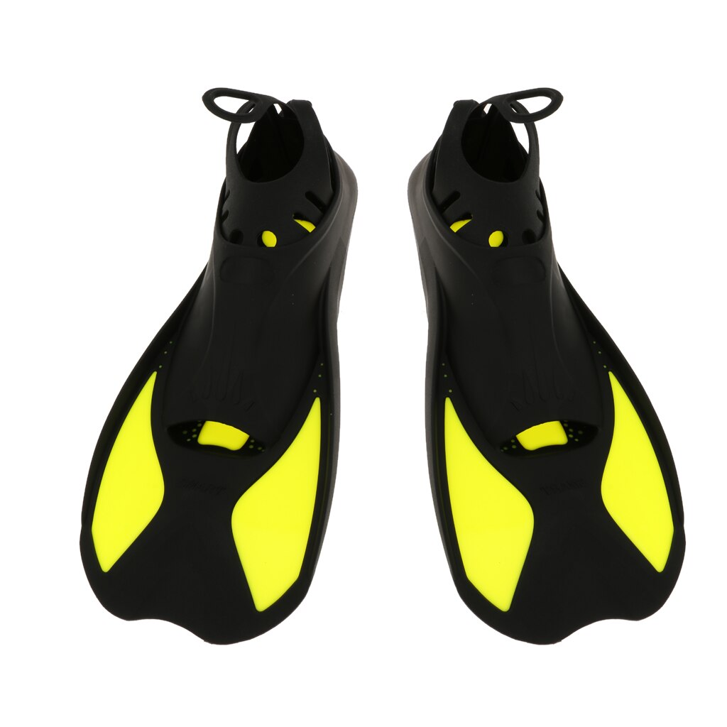 Kid&#39;s Adult&#39;s Full Foot Short Water Fins Scuba Diving Swim Training Flippers Diving Swimming Fins Adult Foot Fins Flippers: Yellow XS