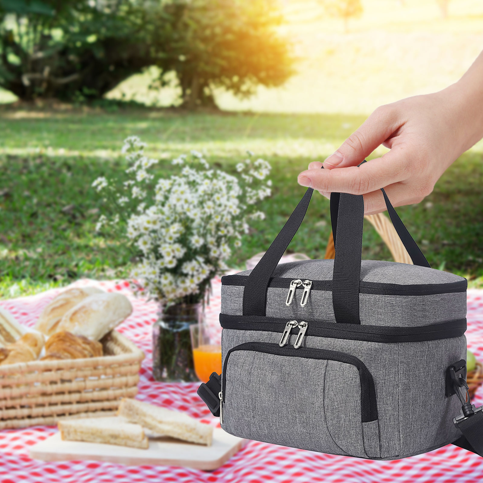 10L Soft Cooler Portable Bag Insulation Bags Cool Box Leakproof for Camping BBQ Family Outdoor Activities