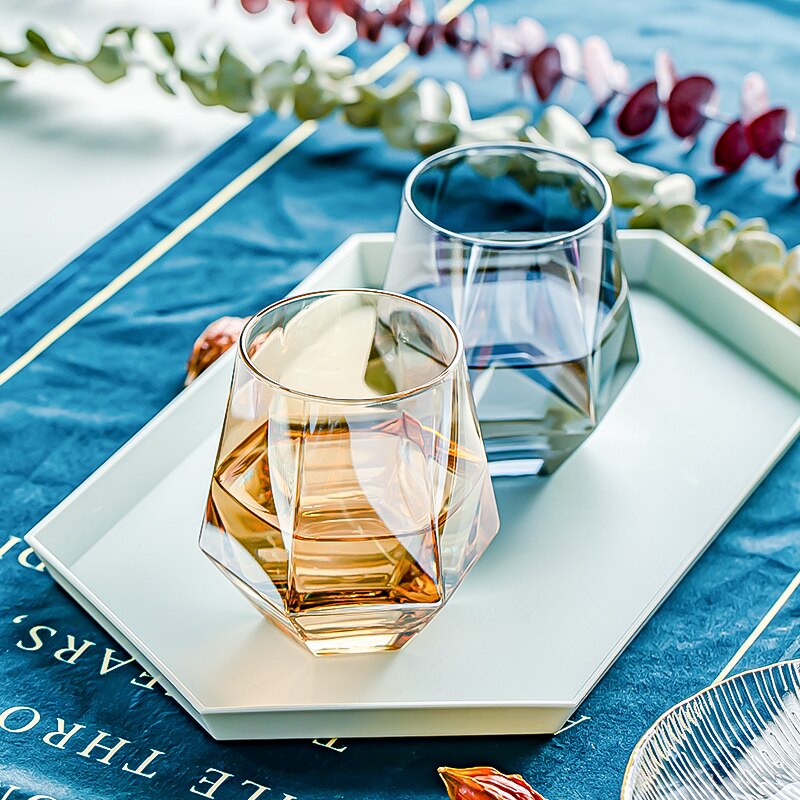 Verre coloré résistant à la chaleur, verre à Six faces, gobelets d'eau, tasse à jus de Cul, verre à boisson, haute apparence