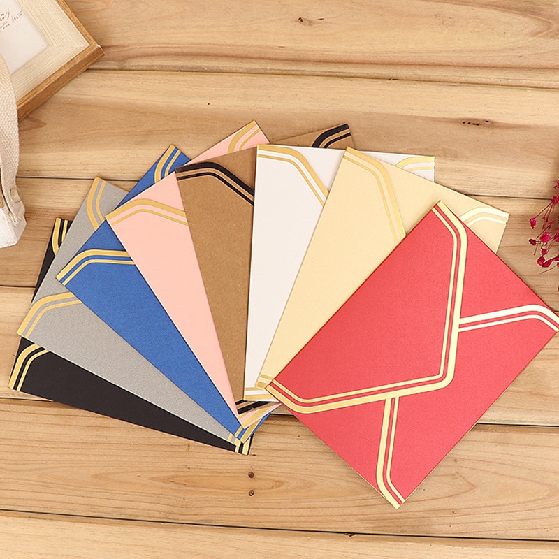 10 pcs/lot Vintage Gold Blank Kraft Paper Envelopes Wedding Party Invitation Envelope Greeting Cards Envelope 17.5*12.5cm