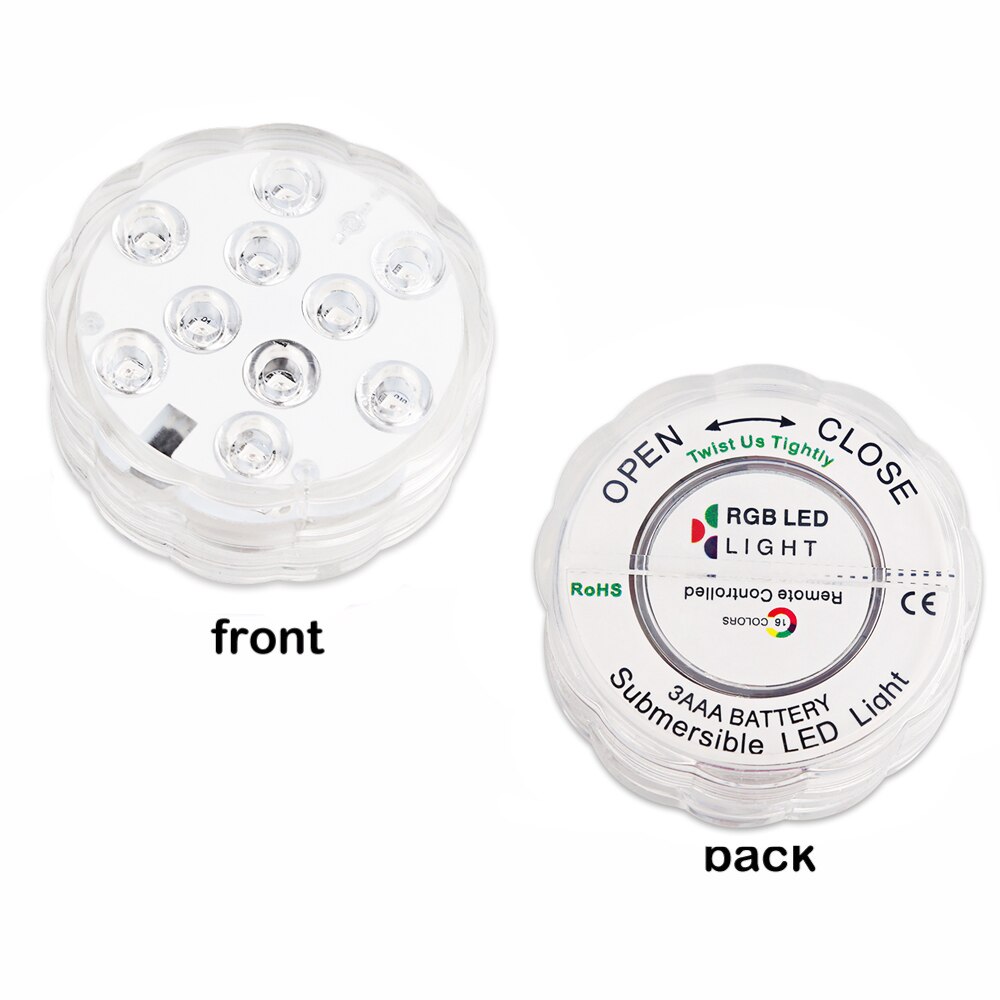 RGB 10 Led Submersible Light Battery Operated Waterproof Swimming Pool Wedding Party Piscina Pond Vase Base Floral Lightings