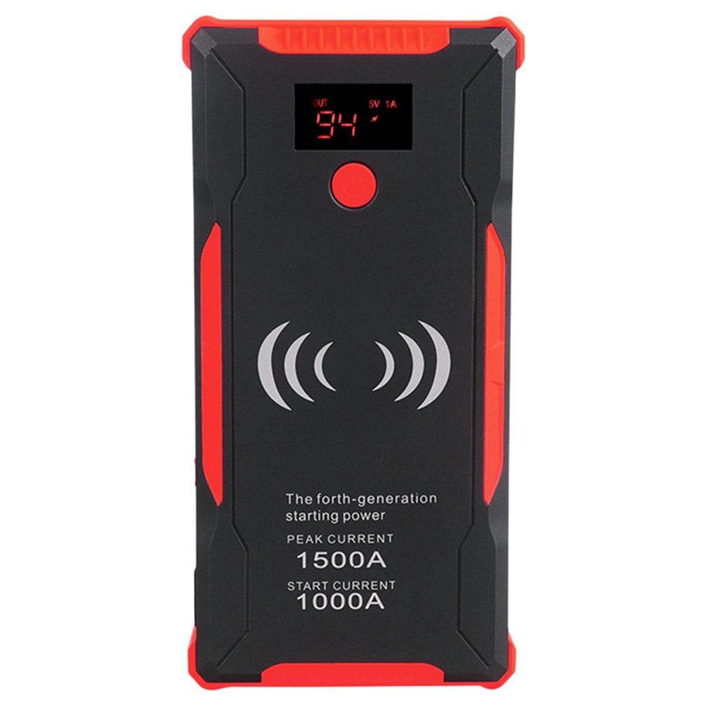 1 PC Portable Jump Starter and Wireless Charger Auto Battery Booster Battery Chargers practical durable: 99900 Red