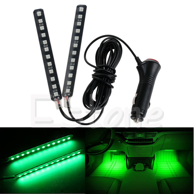Neue Weiß 2X12 LED Auto Innen Fußraum Boden Dekor Atmosphäbetreffend Licht Neon- Streifen: Grün