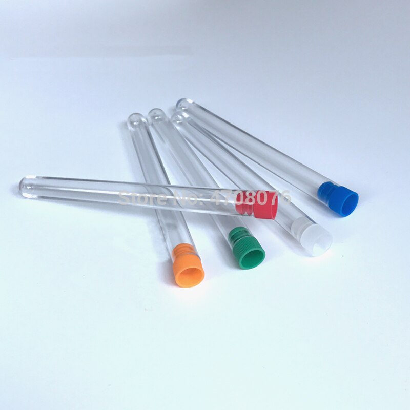 15x 100mm 50 teile/los Kunststoff reagenzglas mit farbe stecker transparnt labor rohr U-geformten unteren PS labware für wissenschaftliche Experiment
