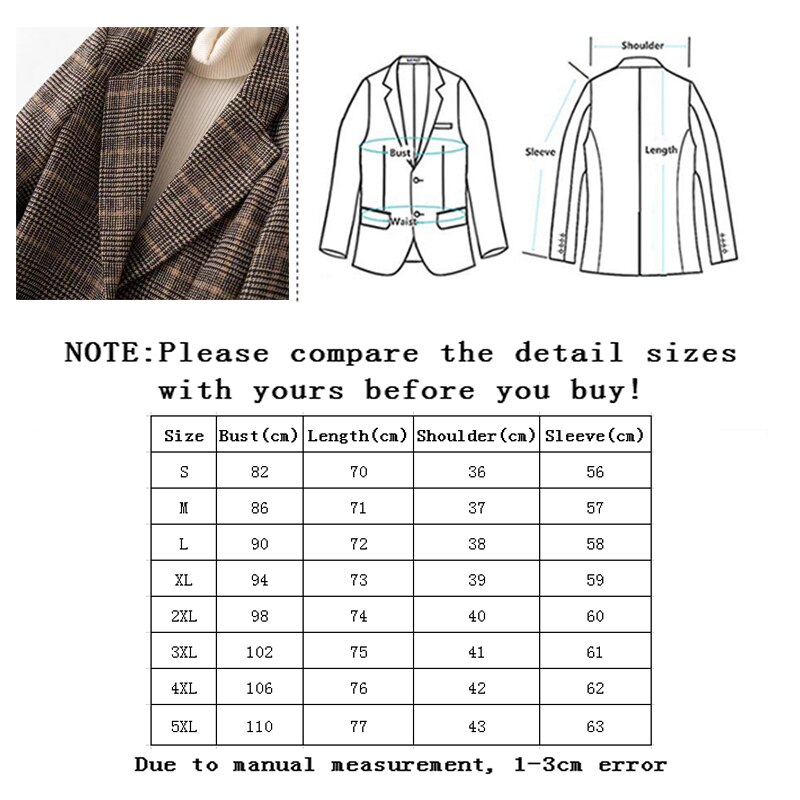 Vangull Mode Herfst Vrouwen Plaid Blazers Plus Size Single Button Tops Kantoor Dame Pak Slanke Vrouwelijke Blazers Jas