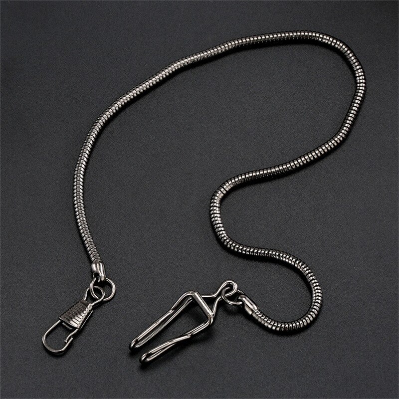 Ouywei-Cadena de acero inoxidable para reloj de bolsillo mecánico, accesorio para , plata, bronce, negro, dorado: ChainC Black