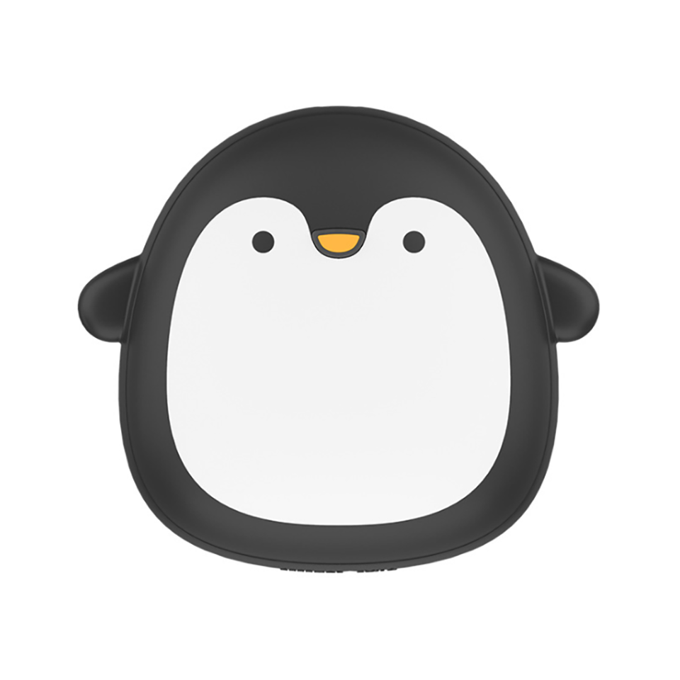 Inverno Sveglio Del Fumetto Mini Scaldino Della Mano Portatile Usb Ricaricabile Penguin/Orso Polare 3600 Mah Accumulatori E Caricabatterie di Riserva Double Sided Riscaldamento Rapido: Black