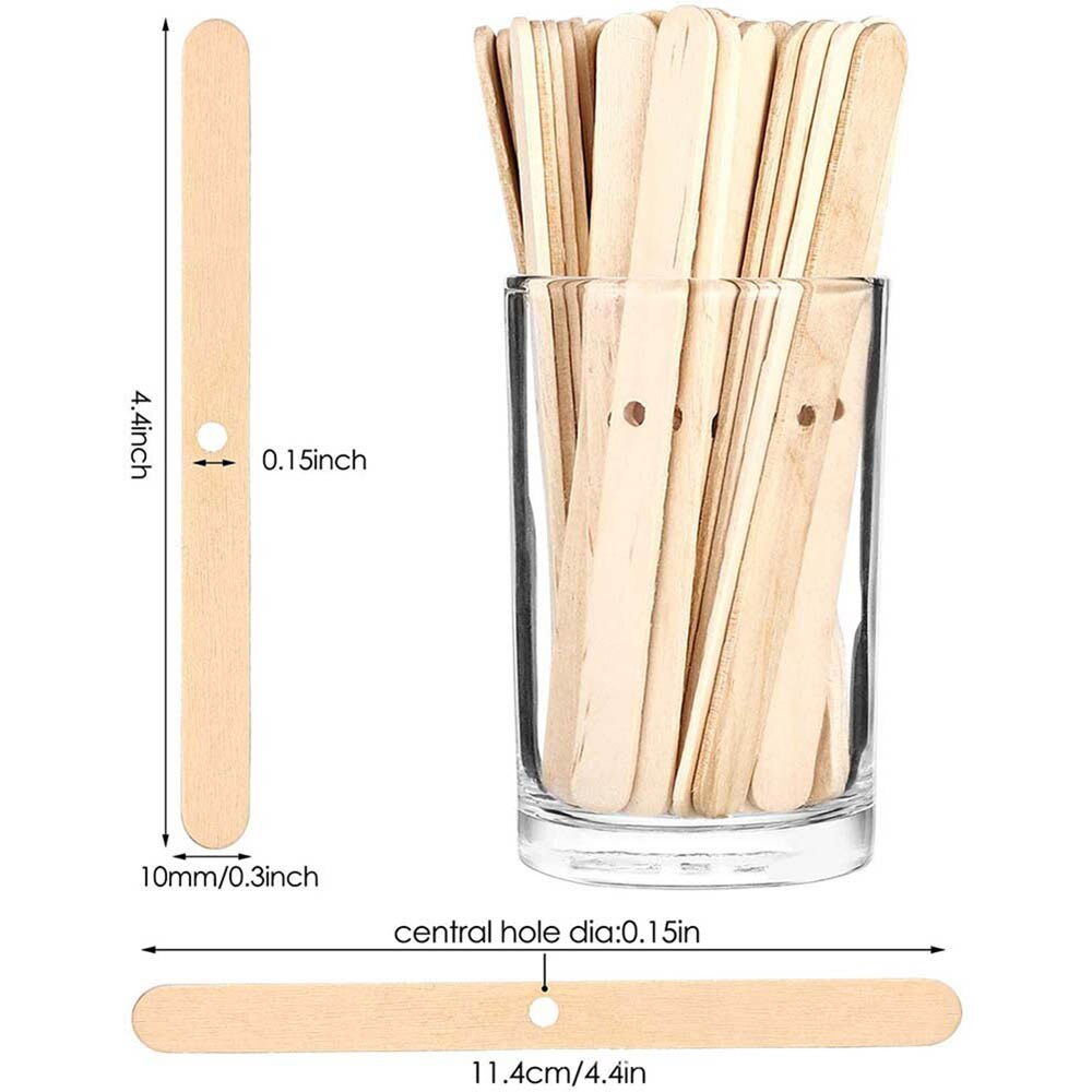 100Pcs Wooden Candles Wick With Sustainer Tab Candle Core For Candle Making Supply Soy Parffin Wax