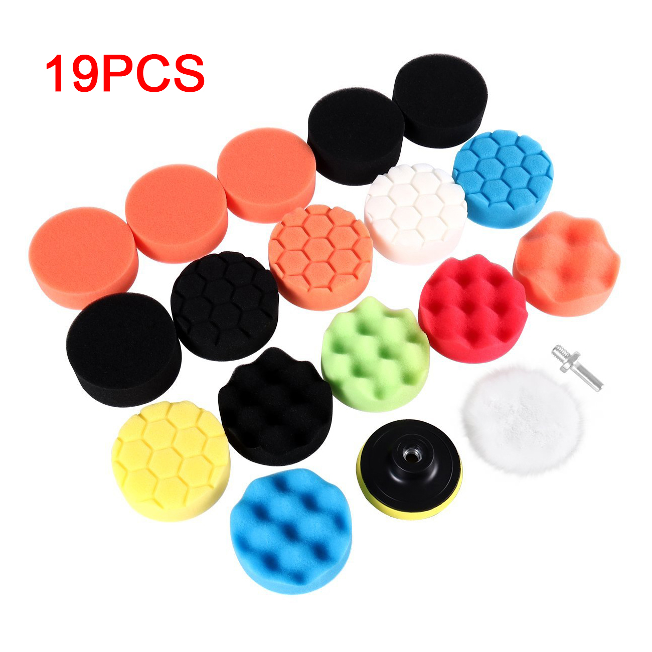 22pcs 3inch Polishing Sponge Pad Kits Waxing Sponge Wheel Polishing Disc Set M10 Polish Buffing Pad Electric Drill Accessories: 19pcs