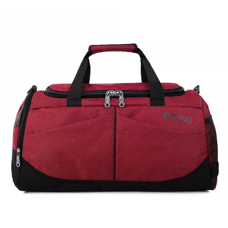 Gym Portable Sports Fitness Bag Men Women Short-distance Travel Bag Shoulder Waterproof Luggage Bag: Dark red