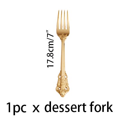 1pc Hochzeit Besteck GoldenVintage Messer Gabel Löffel Edelstahl Gold Geschirr einstellen Westlichen retro Weihnachten Geschirr: 17.8 Nachtisch Gabel