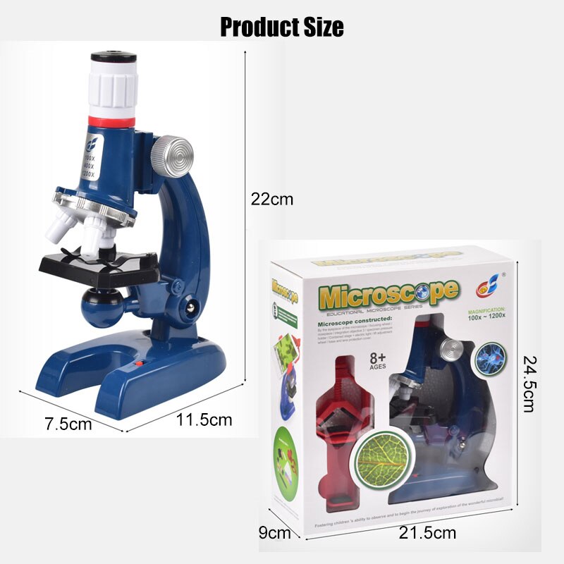 1200X Student Monocular Biological Microscope Set Science Educational For Kids Child Lab Optical Instruments with Phone Holder