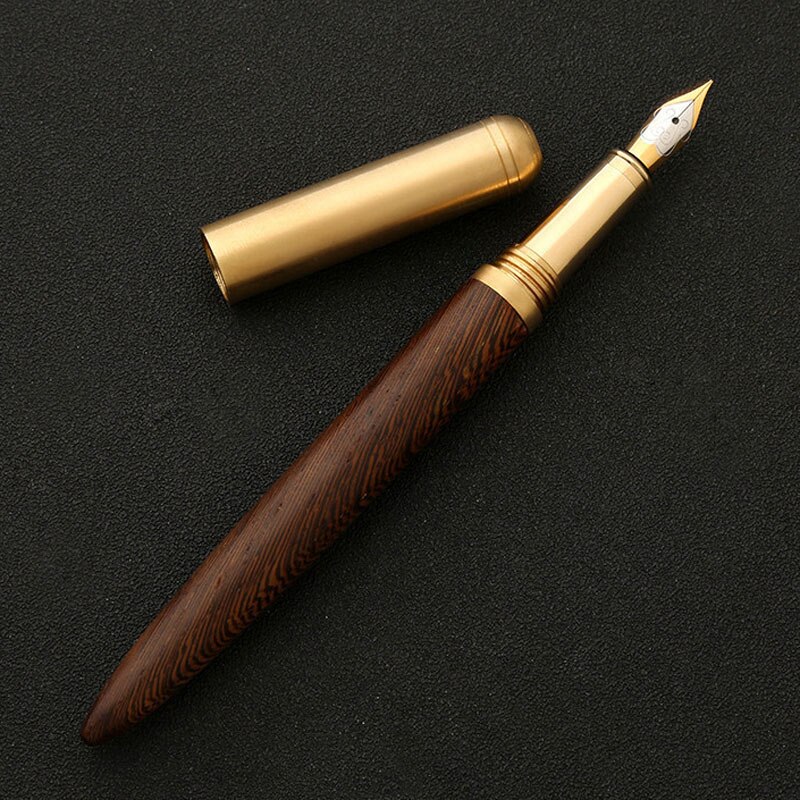 Lyxiga trä reservoarpennor trä metall skola kontor skriva bläck pennor nib 0.7mm brevpapper leveranser: Wenge trä