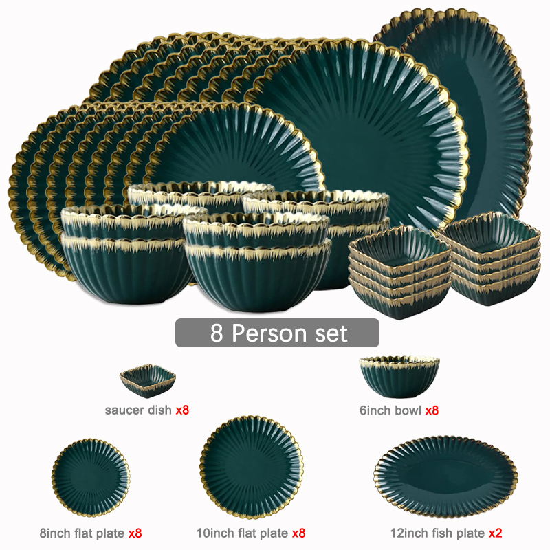 Green tableware set plate food plate salad soup bowl plate bowl set leaf plate dinner plate sets dinnerware set plates dishes