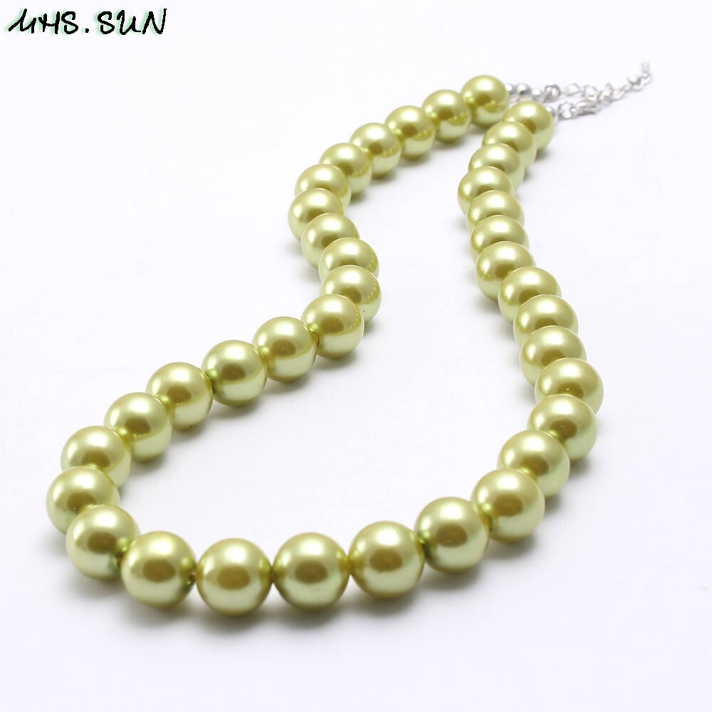 MHS.SUN Girl Kid Beaded Necklace Colorful Pearl Bubblegum Necklace For Baby Children Handmade Jewelry 1Pc