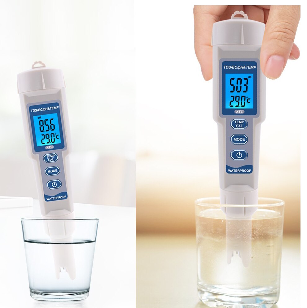 Digitale PH Meter TDS EG Temp PH Tester 4 in1 TDS EC Meter Thermometer Water Hoeveelheid Maatregel Apparaat Zuurgraad Test pen 40% Off