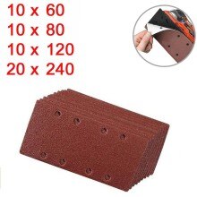 50x Sandpaper Sheet 80/120/180/240# Hook And Loop Hook&Loop Mixed Grits