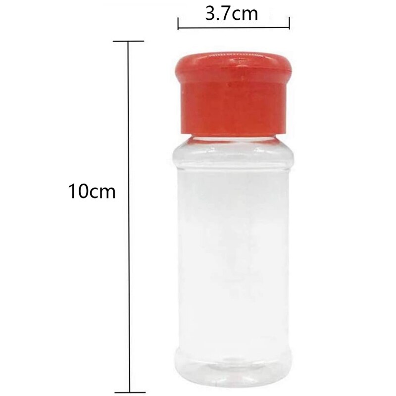 Ställ  of 50 tomma plastkryddflaskor för förvaring av grillkryddor saltpeppar etc . 100ml / 3.3oz,  röda