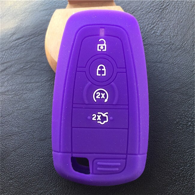 Silikonikuminen auton avainkotelo ford mondeo mkc mkx mkz lincoln continental focus edge kuga eco sport 3 4 nappiavain: 4 nappia violetti