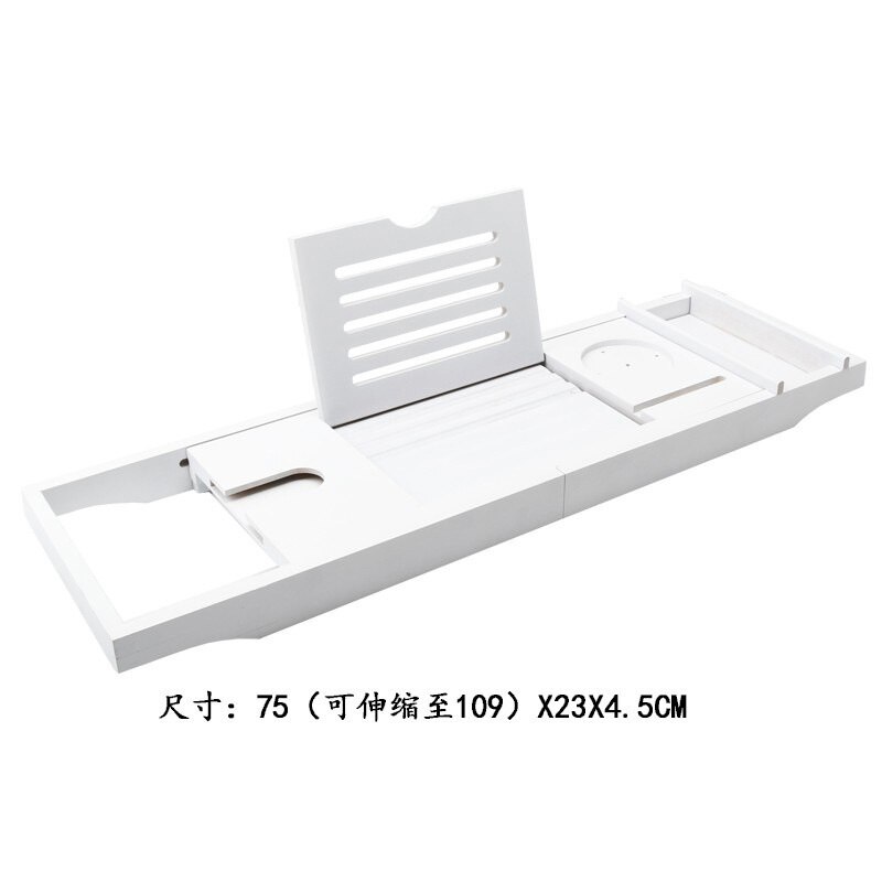 Bamboo Bathtub Tray Bathroom Shelf Accessories Extendable Bath Tray Adjustable Wine Rack Tablet Book Organizer Serving Tray: white Single Box