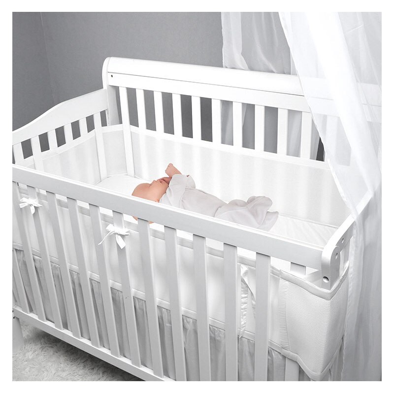 Babyinner 2 Teile/satz Baby Krippe Stoßfänger Atmungsaktives Gittergewebe Sommer Kopf Schutz Anti-kollision Haut-freundliche Zaun Baby Dekor kinderbett Gesetzt