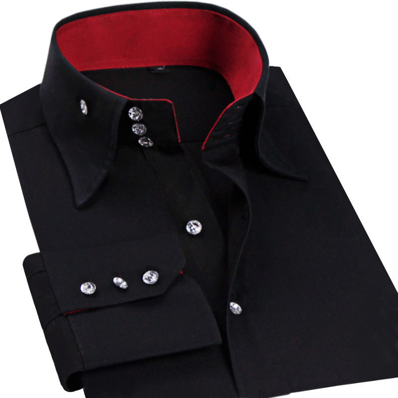 Camisa de vestir con cuello abotonado para hombre, camisa Formal de negocios de manga larga, informal, coreana, ajustada, de , Blanca: 41 / Negro