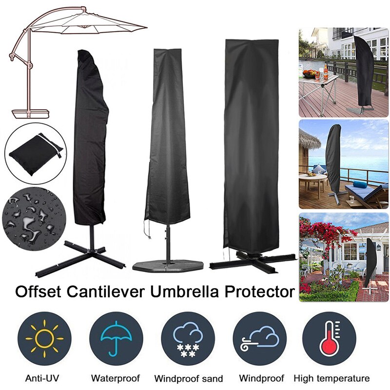 Gårdhave paraplyafdækning vandtæt parasoldæksel med lynlås mod støvvind og regn til cantilever paraplyer