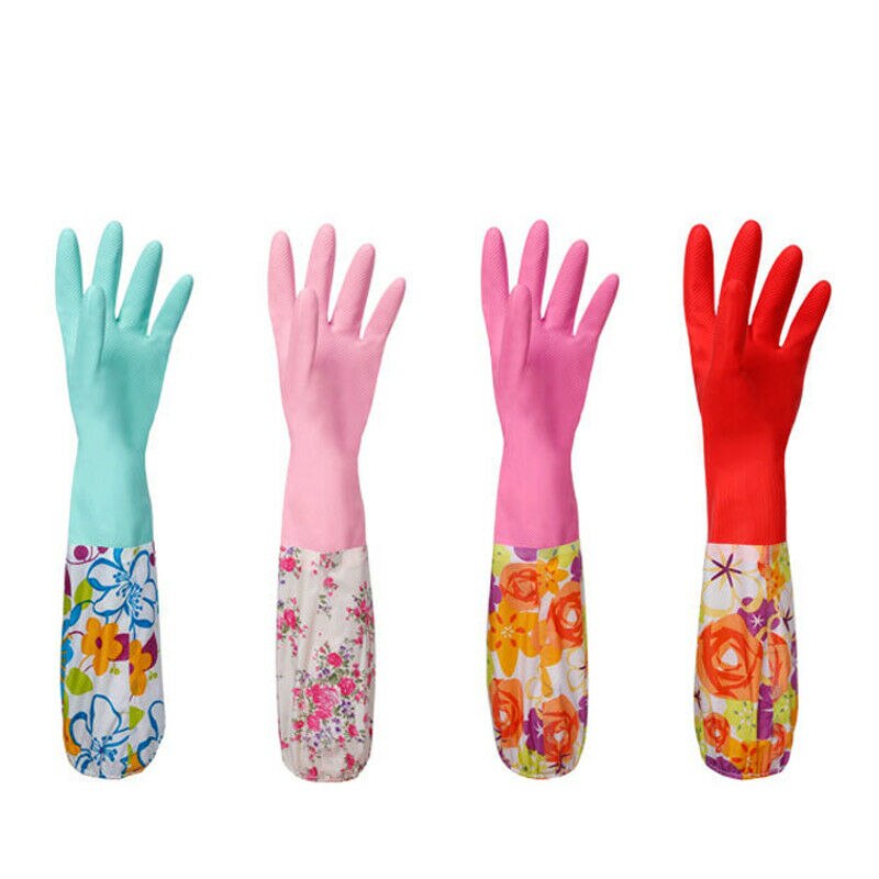 Faroot di Gomma Del Fiore di Velluto Guanti Lunghi Antiscivolo Isolare per Uso Domestico Piatto di Lavaggio per La Pulizia Infrangibile Guanti