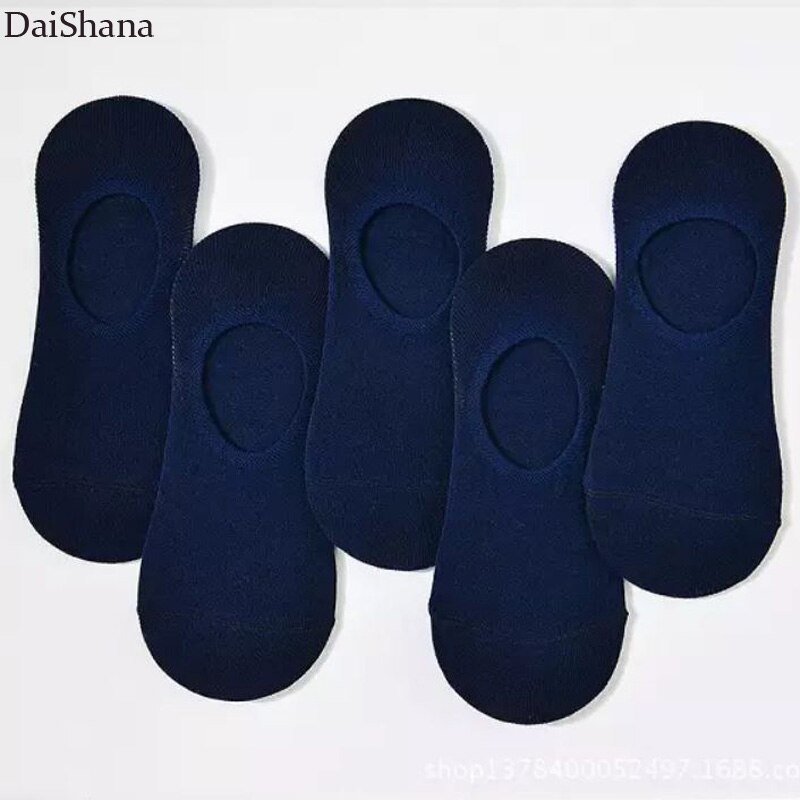 5 par sommer tynde usynlige bomuldsstrømper til mænd silikone skridsikker strømper til mænd åndbare ren farve sokker #39: 6