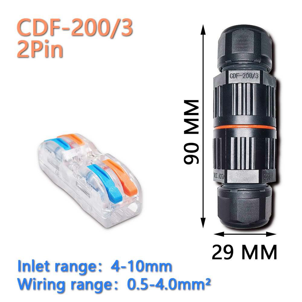 IP68 Quick Push in Terminal block Conductor Connector Electrical Waterproof Connector Wire Cable 2/3/5 Pin Outdoor Plug Straight: IP68 422TC